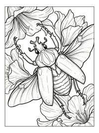 Goliath Beetle Flying Among Flowers