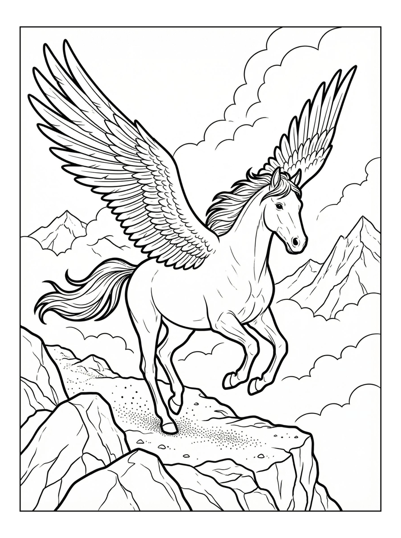 Pegasus Gliding Across Mountaintop