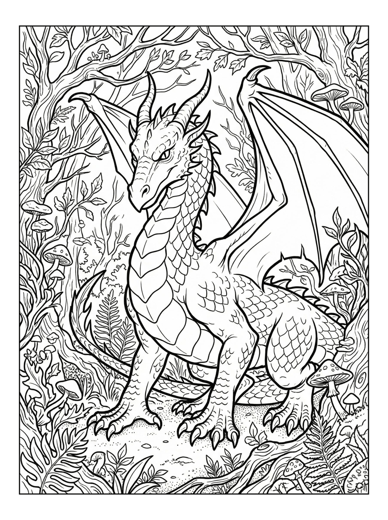 Mountain Dragon Looking In Forest
