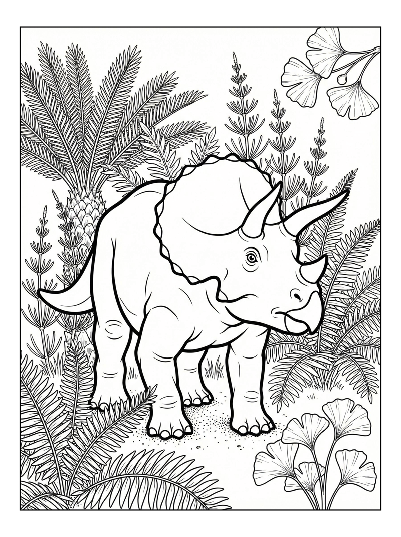 Baby Triceratops Standing In Forest