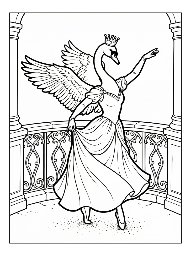 Swan Princess Dancing On Royal Balcony