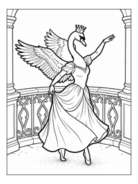 Swan Princess Dancing On Royal Balcony