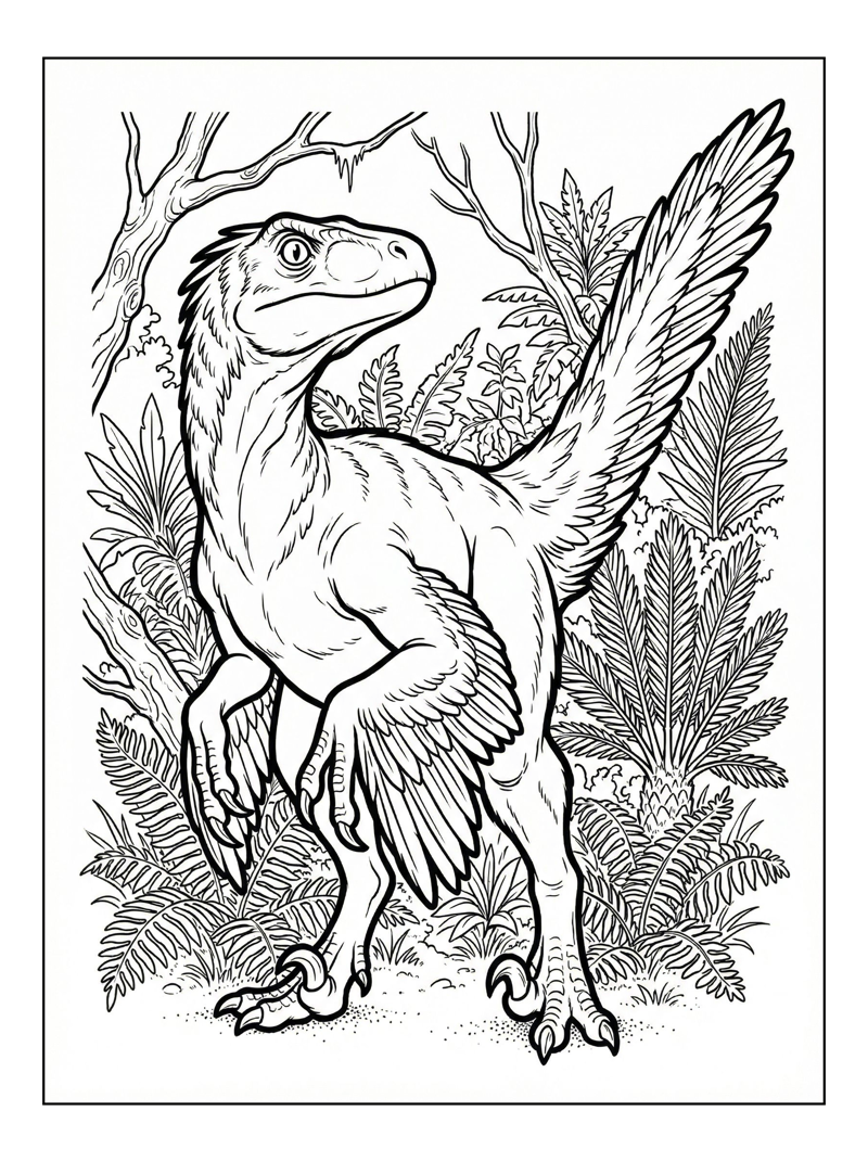 Velociraptor Scanning Prehistoric Jungle
