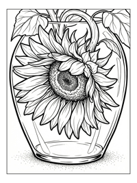 Sunflower In Glass Vase Macro View