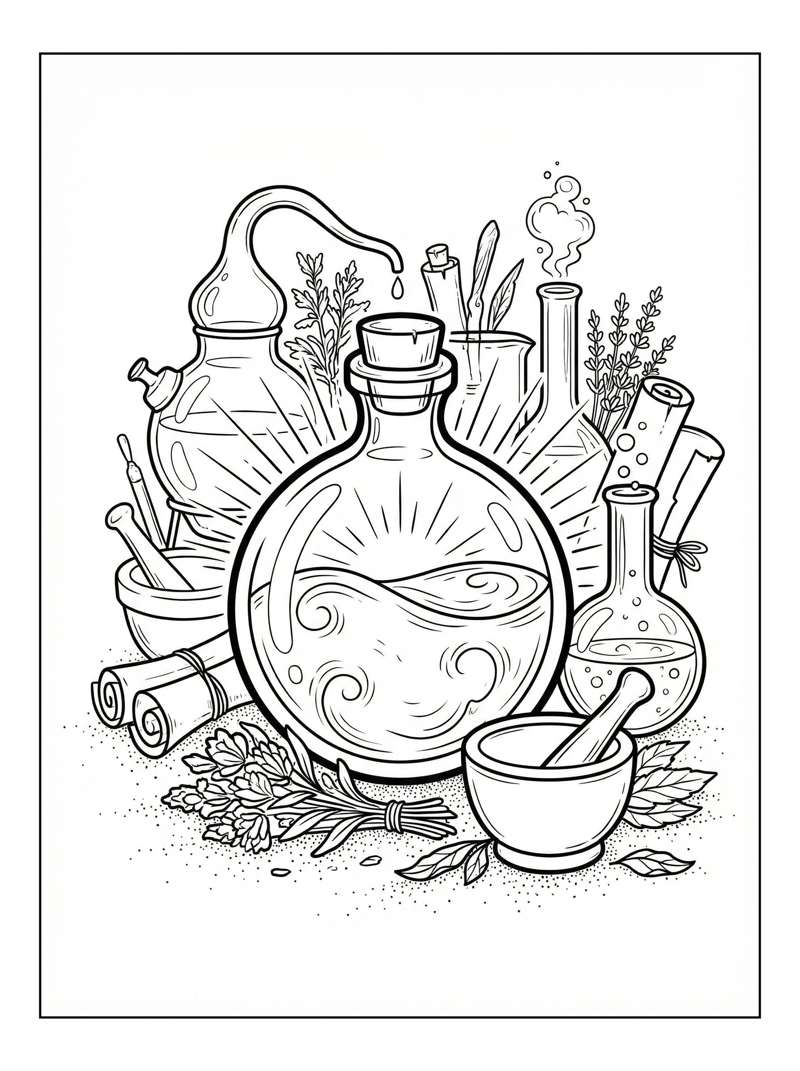 Potion Bottle Brewing Magic In Lab