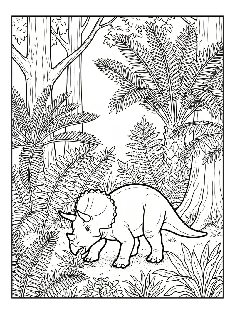 Hatchling Triceratops Grazing Forest