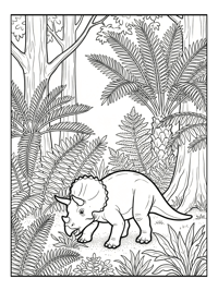 Hatchling Triceratops Grazing Forest