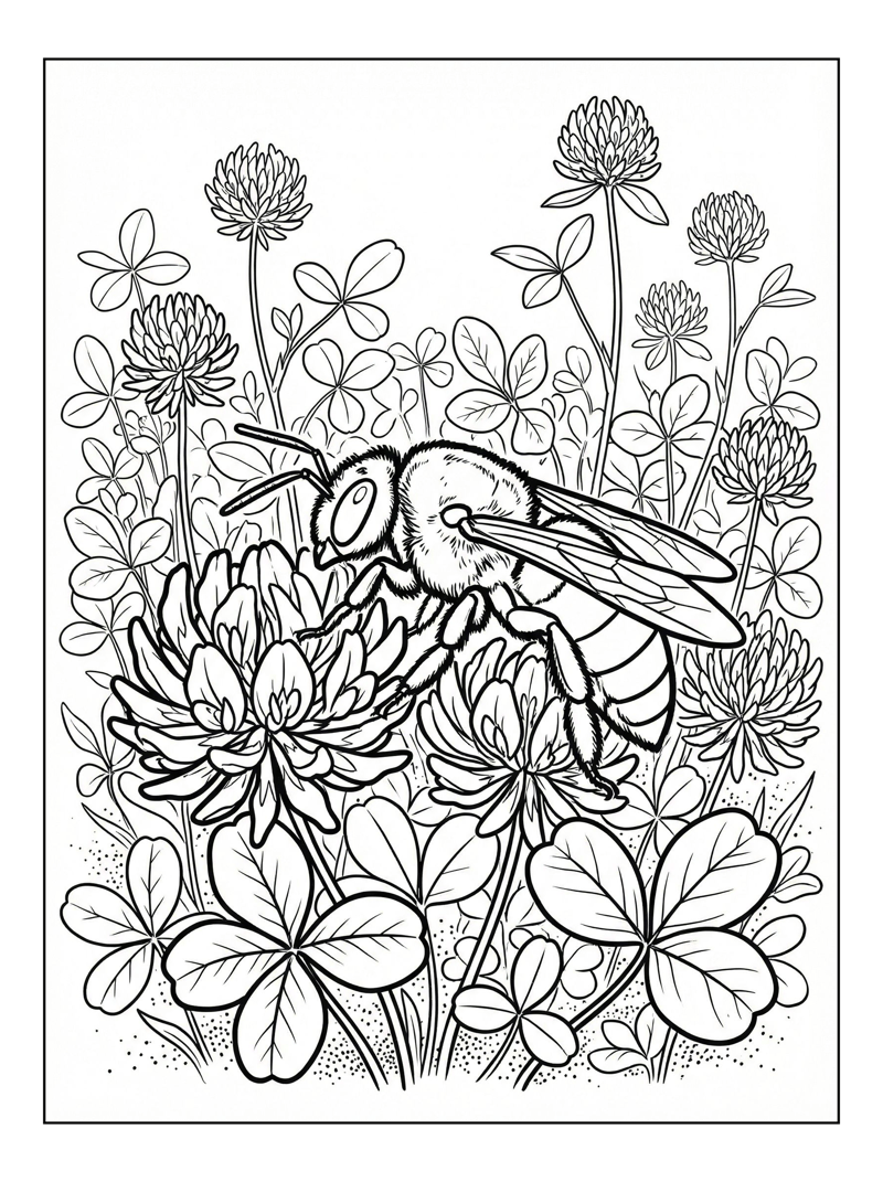 Carpenter Bee On Clover Field