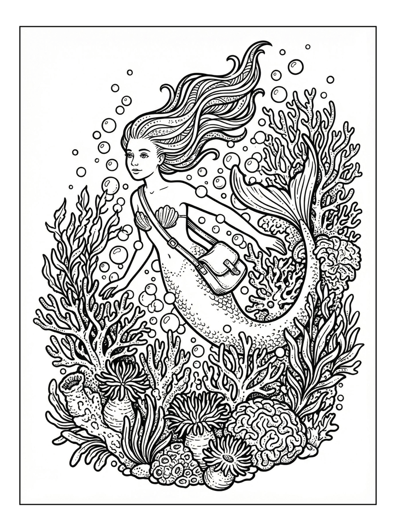 Mermaid Swimming With Messenger Bag Reef