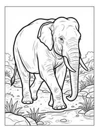 Indian Elephant Walking At Watering Hole