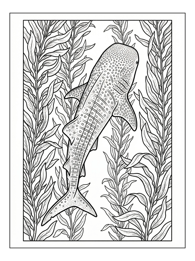 Whale Shark Swimming In Kelp Forest