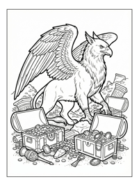 Griffin Guarding Treasure Chests