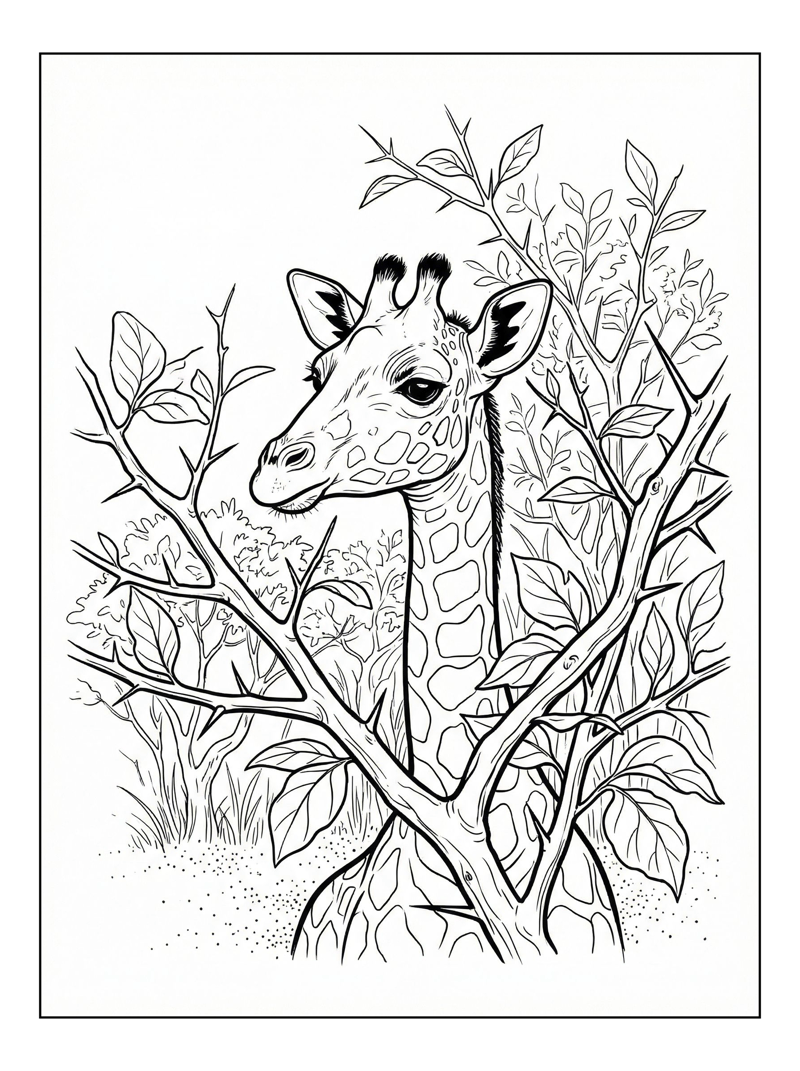 Baby Giraffe Watching In Safari Park