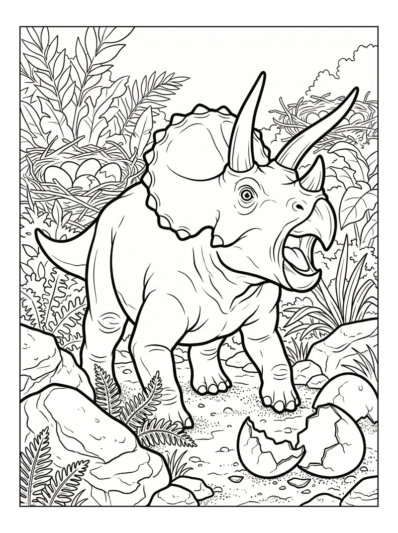 Baby Triceratops Roaring At Nest Grounds