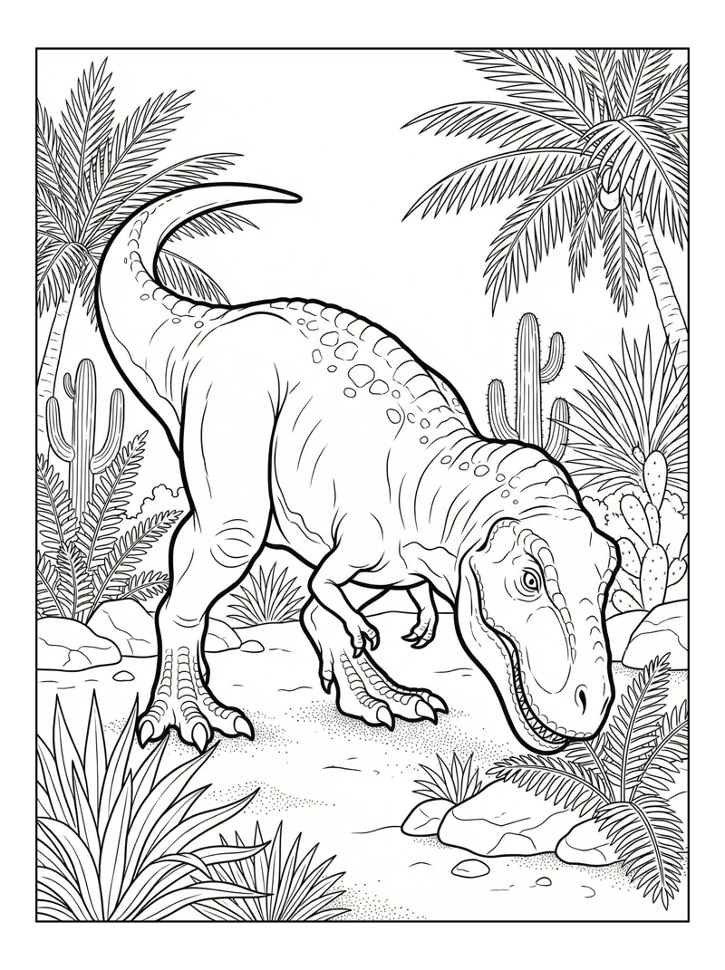 Tyrannosaurus Sniffing In Desert Oasis