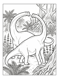Brachiosaurus Pair Reaching In Swamp
