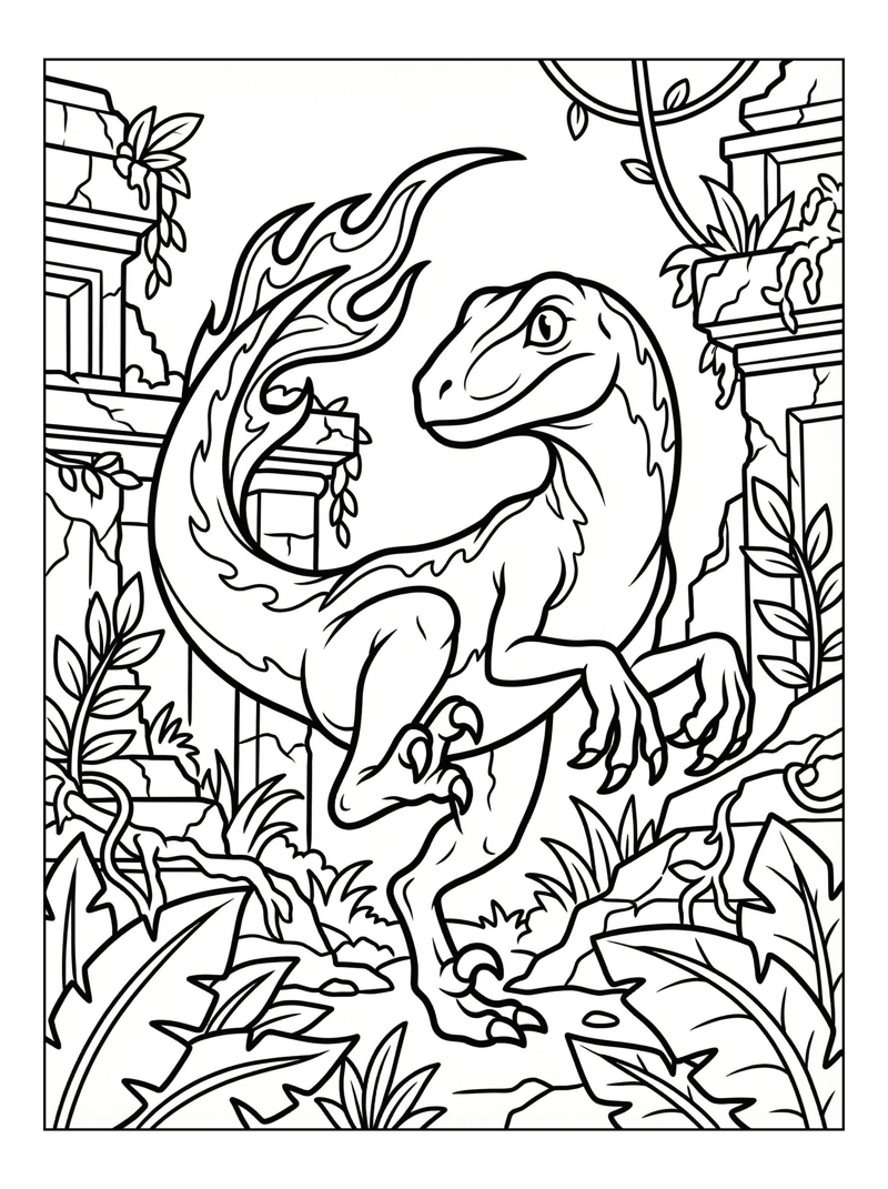 Raptor Dancing Temple Ruins Jungle