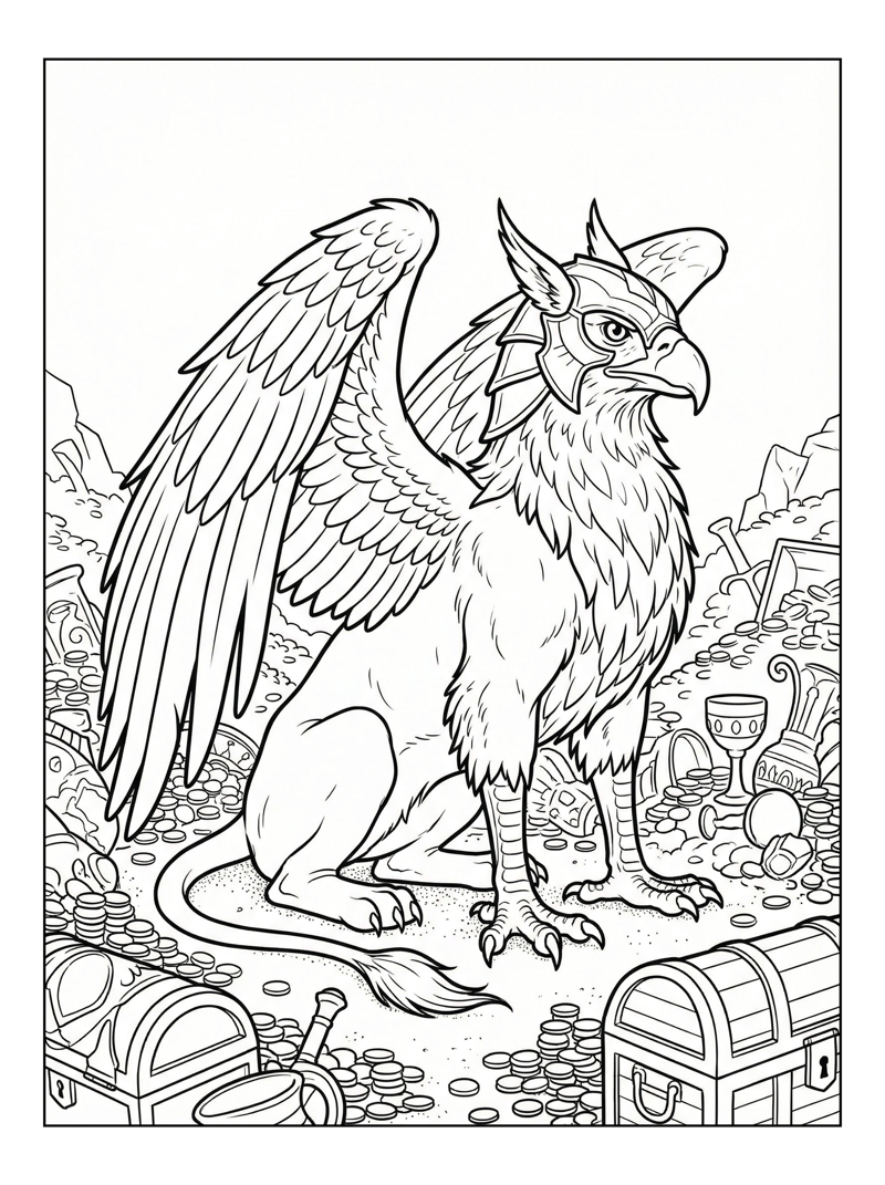 Warrior Griffin Perching Treasure Chamber