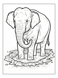 Sumatran Elephant Dusting In Mud Pit