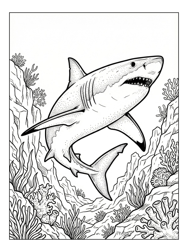 Blue Shark Swims Deep Ocean Trench