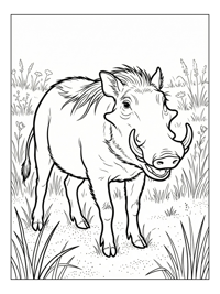 Warthog Grunting In Grassy Meadow