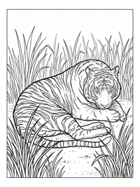 Sumatran Tiger Grooming Paw Tall Grass