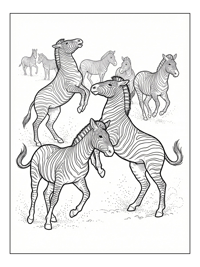 Zebra Herd Playing On Dusty Trail