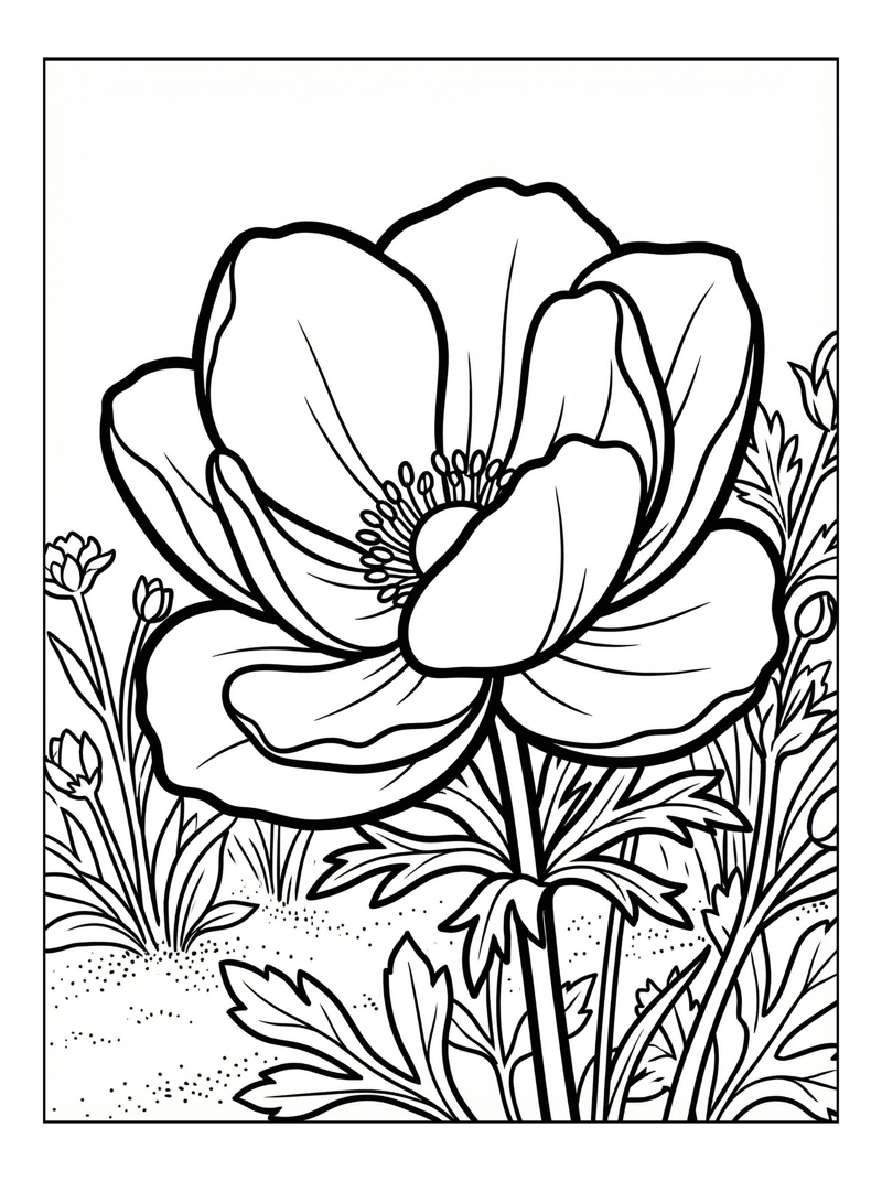 Anemone Flower Opening In Garden