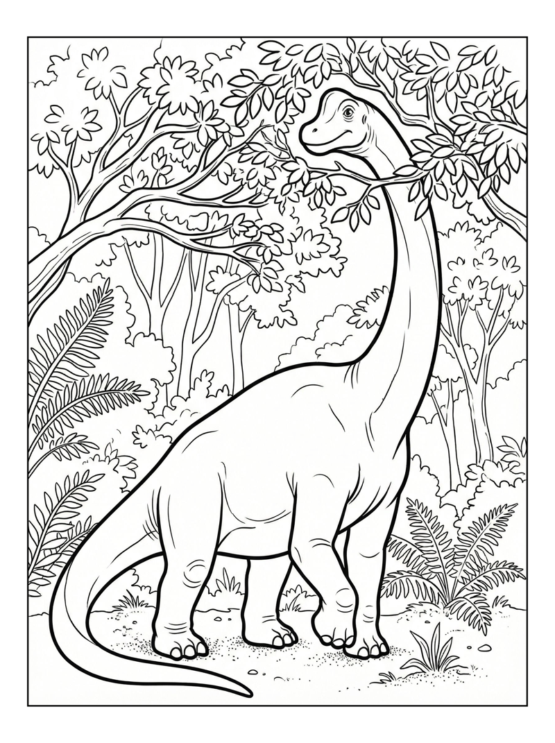 Brachiosaurus Eating Leaves In Forest