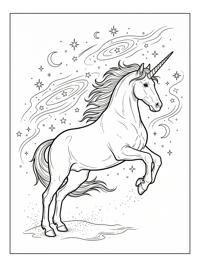 Unicorn Leaping Starry Night Sky