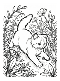 Fluffy Kitten Leaping In Garden