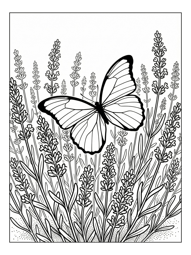Blue Morpho Butterfly Fluttering Lavender Field