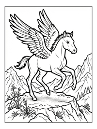Winged Foal Prancing On Mountaintop
