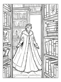 Winter Princess Smiling In Castle Library
