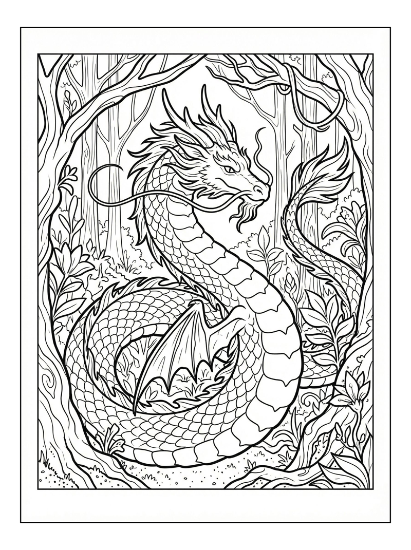 Eastern Dragon In Enchanted Forest