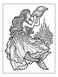 Mermaid Princess Sings Into Conch Shell