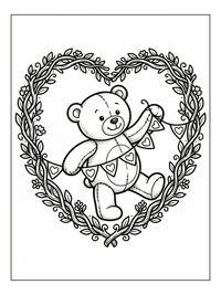 Teddy Bear Stringing Heart Bunting Heart Frame
