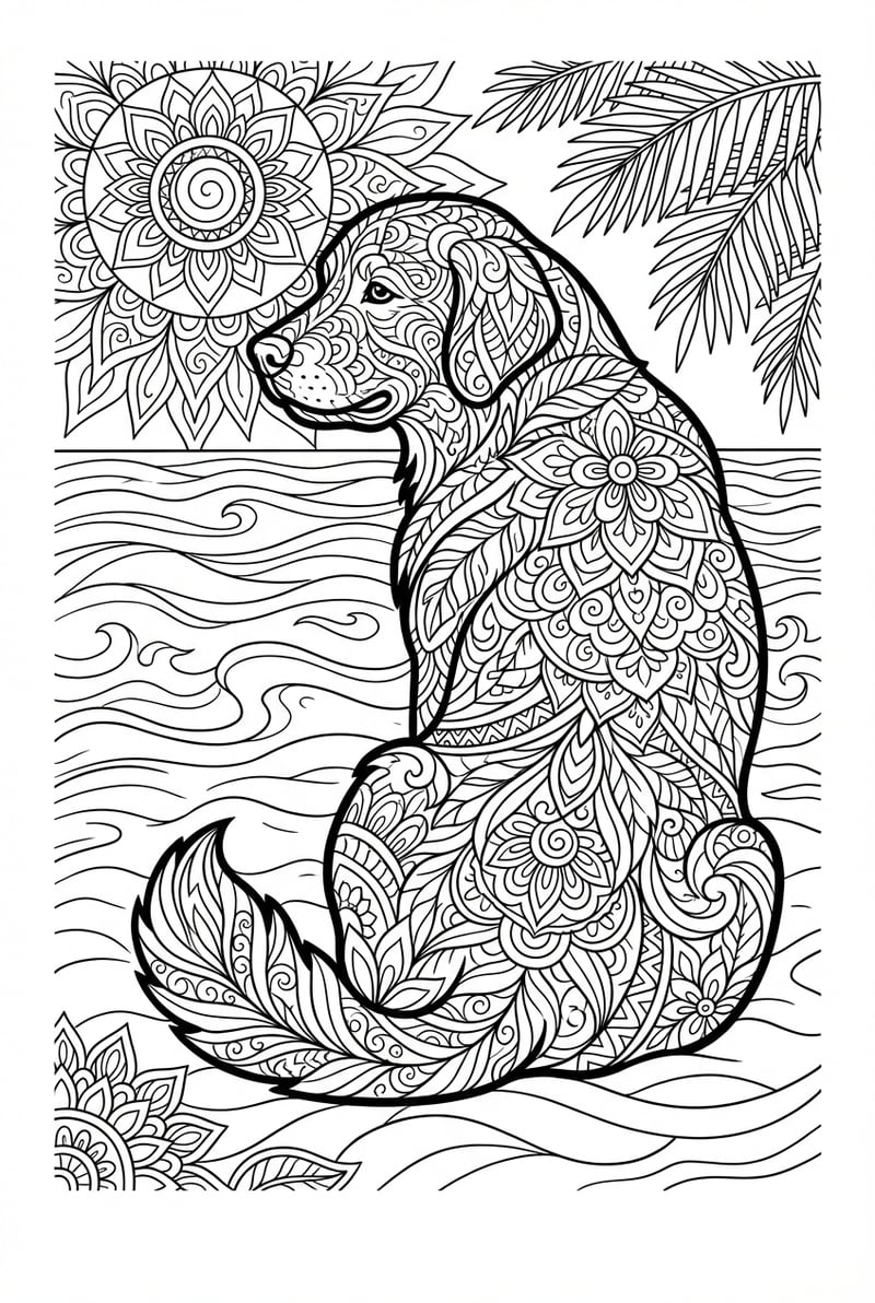 Sleepy Golden Retriever In A Beach Painting