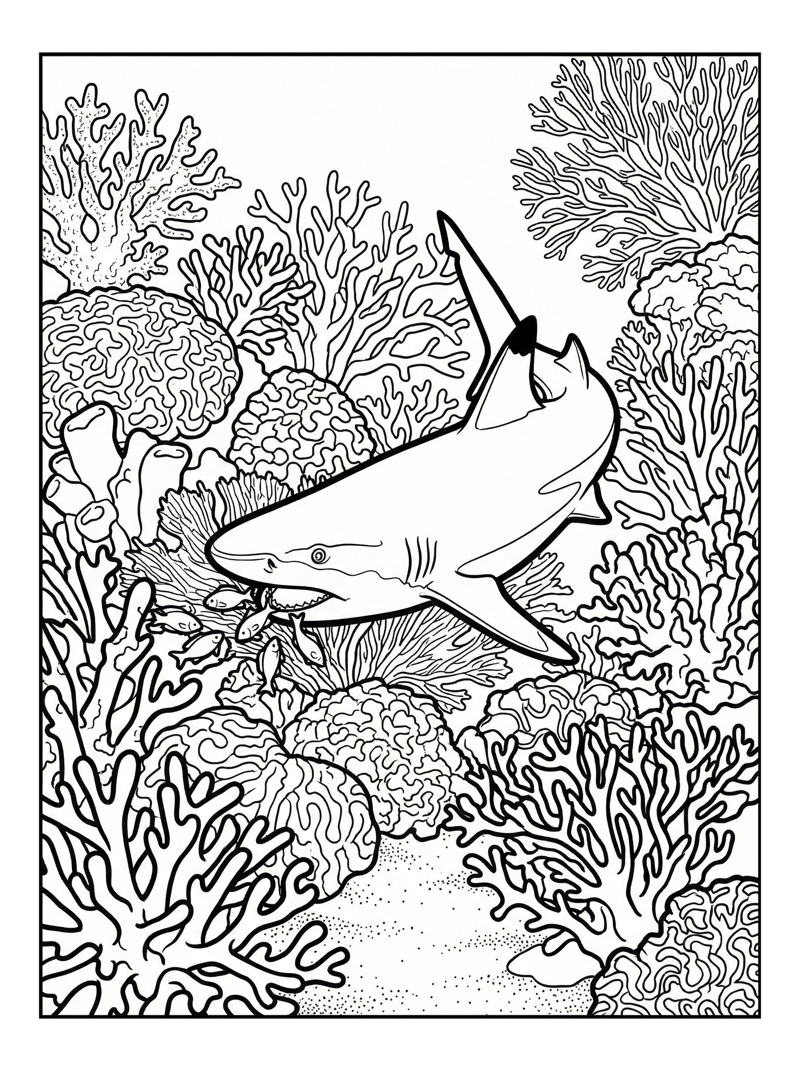 Blacktip Reef Shark Feeding In Coral Reef