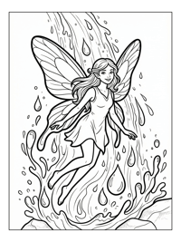 Friendly Forest Fairy Hovering Waterfall