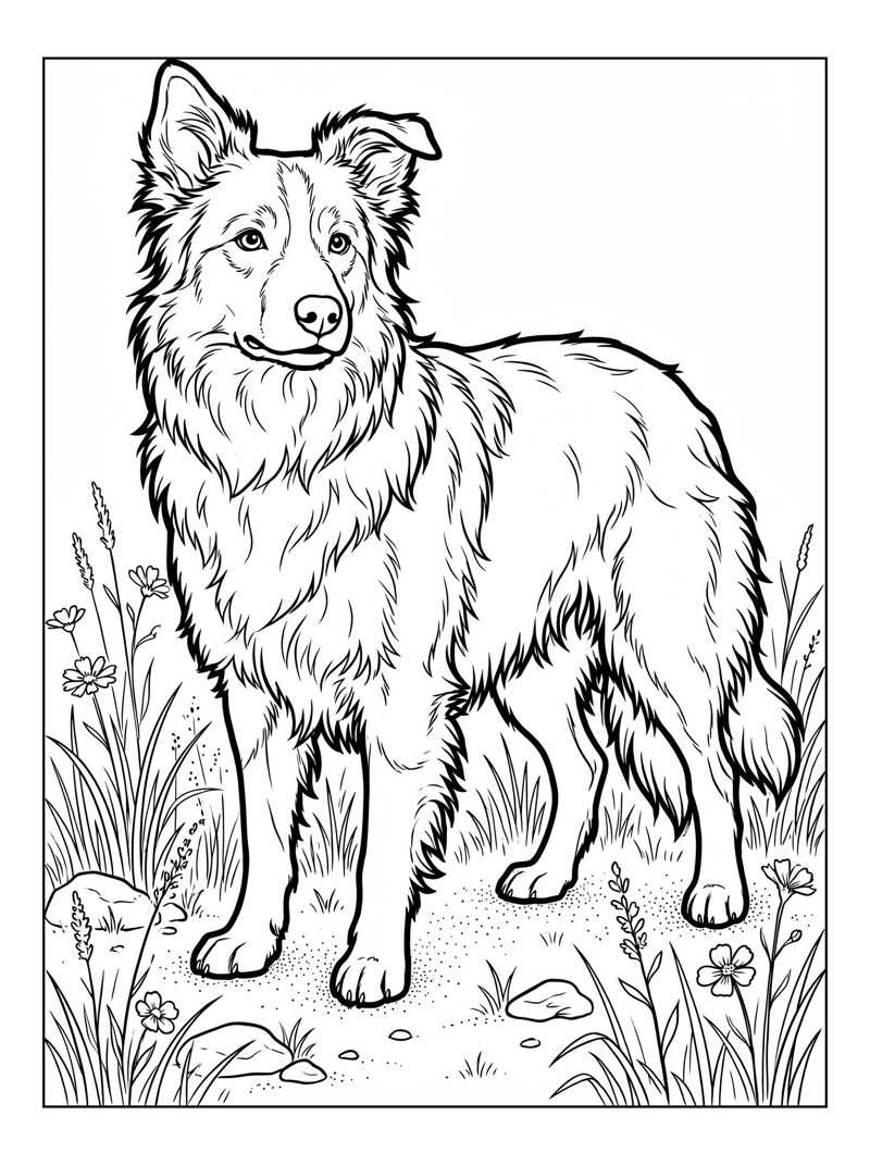 Border Collie Standing In Grassy Park