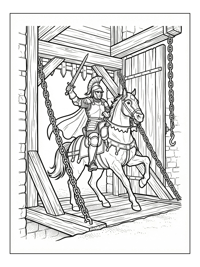 Knight On Horse Defending Castle Drawbridge