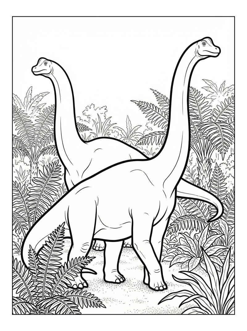Brachiosaurus Pair Browsing In Fern Valley