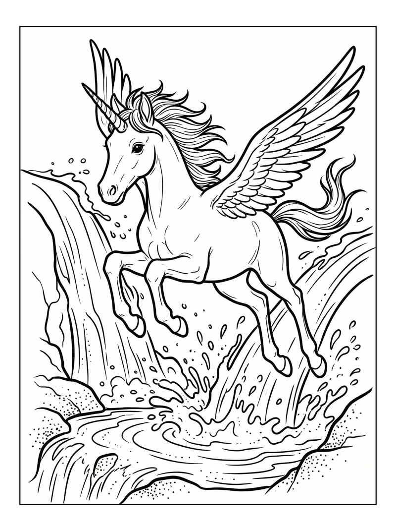 Baby Unicorn Flying Waterfall Pool