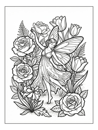 Garden Fairy Dancing Among Flowers