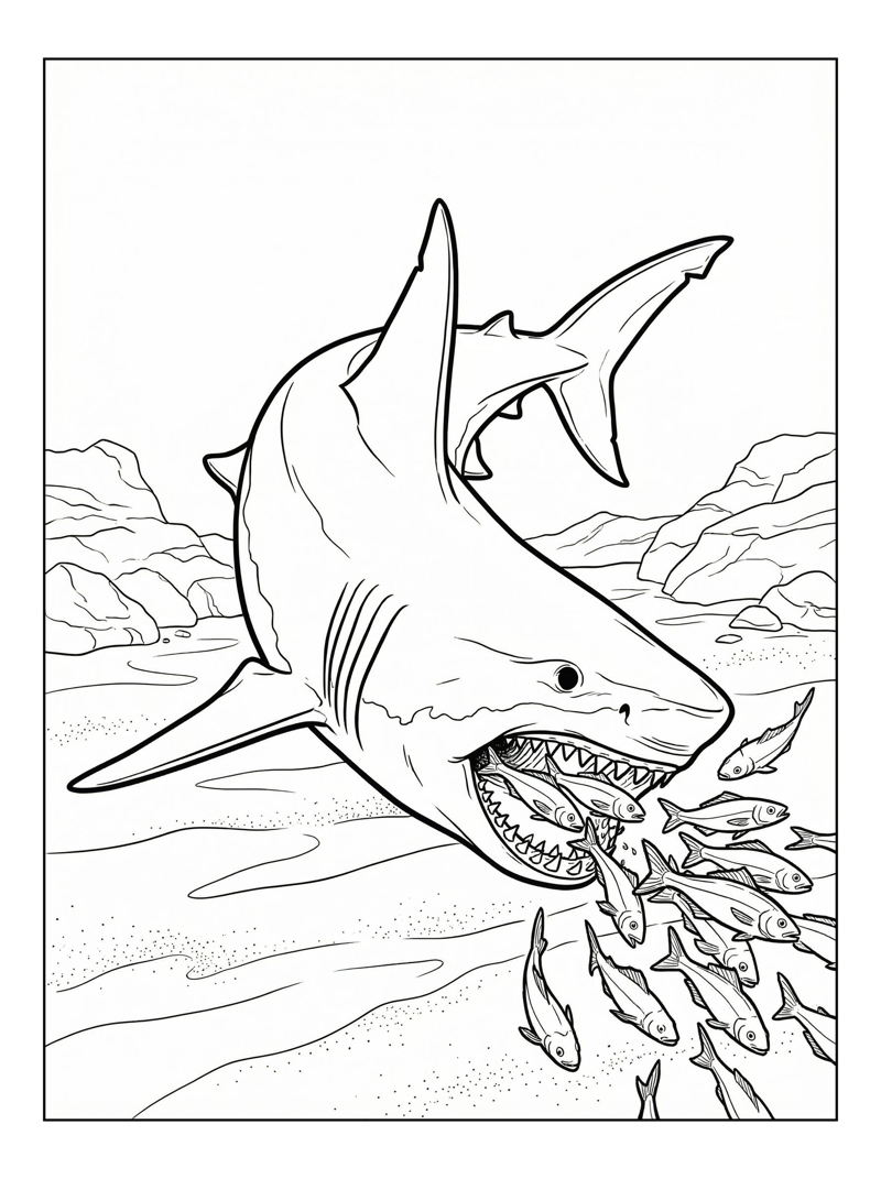 Great White Shark Feeding Underwater