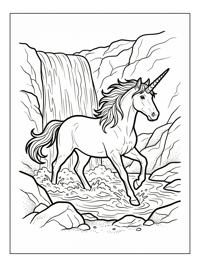 Unicorn Trots By Waterfall Pool