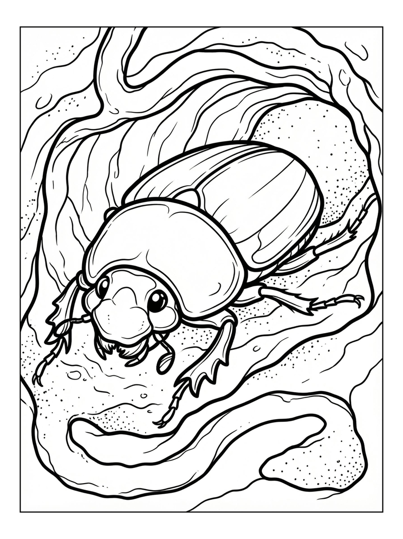 Dung Beetle Resting Underground Tunnel