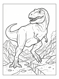 T Rex Explores Volcanic Landscape
