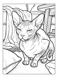 Sphynx Cat Sitting In Living Room